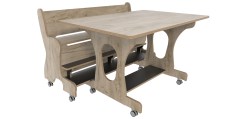 Hoogzit tafel L120 x B80 cm grey craft oak met 1 bank Tangara Groothandel voor de Kinderopvang Kinderdagverblijfinrichting